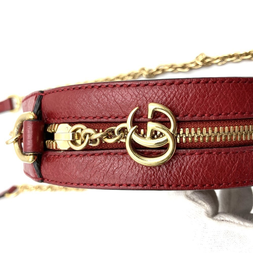 GUCCI Authentic Red Leather GG Marmont Shoulder Bag - Picture 12 of 13